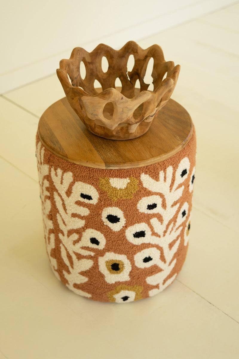 Tufted Accent Table Mango Wood Top 16.5 x 18.5