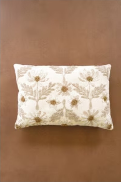 Ivory Embroidery Pillow 24 x 16