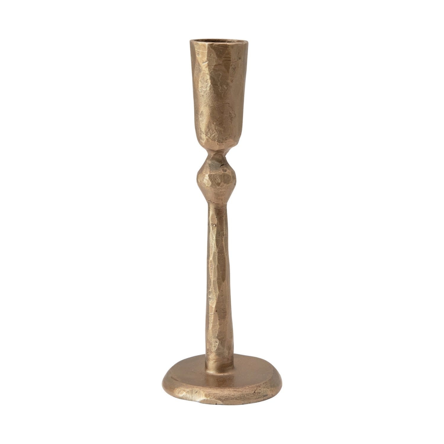 Hand-Forged Metal Taper Holder, Brass, Large, 7"