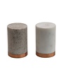 Marble Salt & Pepper Shakers w/ Copper Base, White & Beige