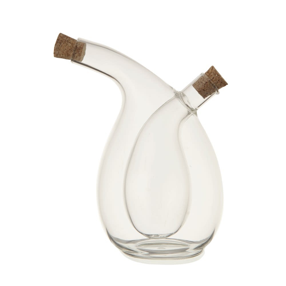Hand-Blown Glass Oil & Vinegar Cruet w/ Cork Stoppers, 12 oz./3 oz.