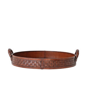 Woven Leather Tray, 16"