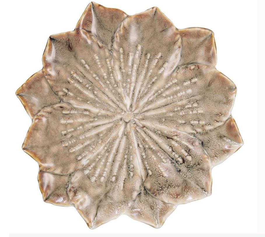 Round Stoneware Flower Plate, 10"