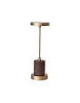 Metal & Mango Wood LED Table Lamp w/ Touch Sensor, Antique Brass, 4 X 11.5 in.