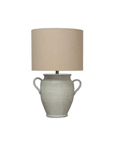 Cream Terracotta Table Lamp w/ Handles, 18 x 24
