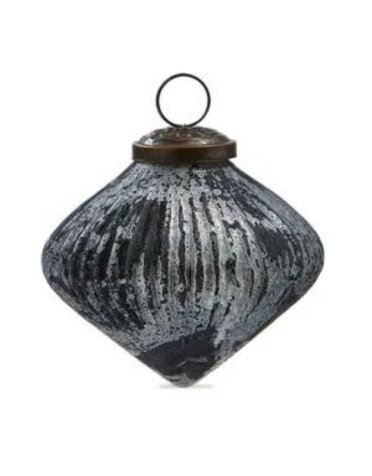 Tag Twilight Ribbed Christmas Ornament, Black Multi, 4 in.