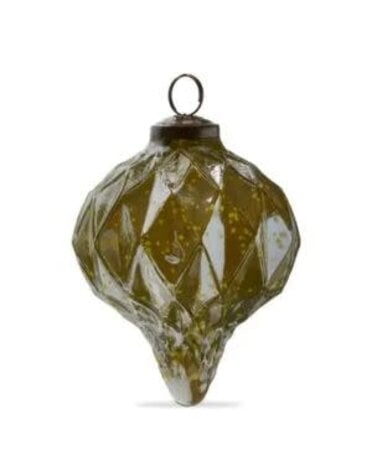 Tag Shimmer Diamond Drop Christmas Ornament, Green, 5 in.
