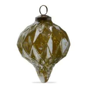 Tag Shimmer Diamond Drop Christmas Ornament, Green, 5 in.