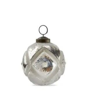 Tag Antique White Geo Christmas Ornament, White, 3 in.