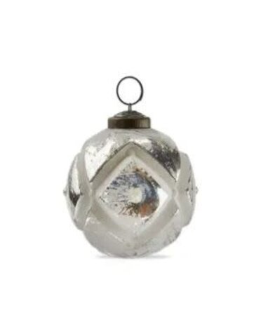 Tag Antique White Geo Christmas Ornament, White, 3 in.