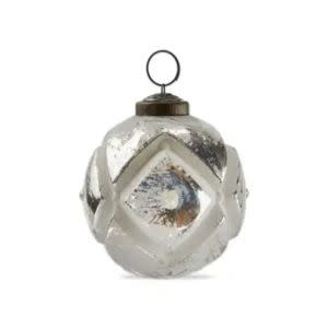 Tag Antique White Geo Christmas Ornament, White, 3 in.