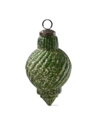 Tag Antiqued Swirl Christmas Ornament, Green, 4.5 in.