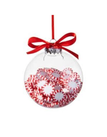 Peppermint Filled Ball Ornament, 4 in.