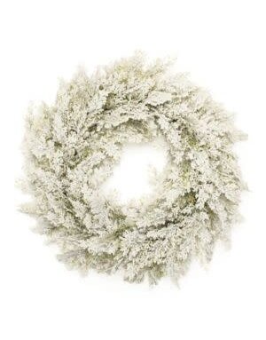 Melrose International Flocked Pine Wreath, Cream, 24 in.