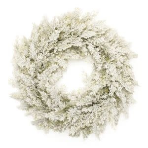 Melrose International Flocked Pine Wreath, Cream, 24 in.