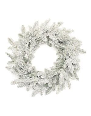Melrose International Flocked Pine Wreath, White, 24 in.