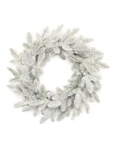 Melrose International Flocked Pine Wreath, White, 24 in.