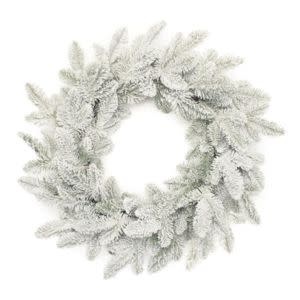 Melrose International Flocked Pine Wreath, White, 24 in.