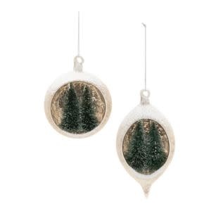 Melrose International Evergreen Glass Ornament, Assorted Design, 5 in.