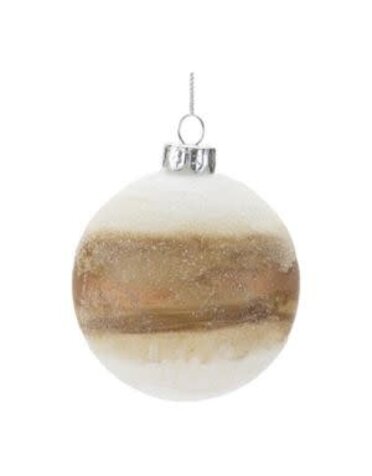 Melrose International Glass Ball Ornament, Brown-Cream, 3 in.