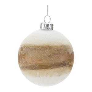Melrose International Glass Ball Ornament, Brown-Cream, 3 in.