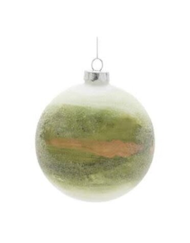 Melrose International Glass Ball Ornament, Yellow-Green, 4 in.