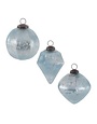 Melrose International Glass Ornament, Sky Blue, Assorted Designs, 5 in.