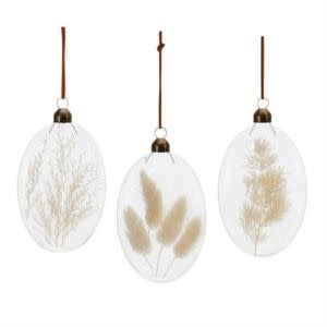 Melrose International Dried Floral Glass Ornament, Cream, 5.5 in., Assorted Styles