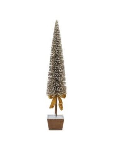 Melrose International Flocked Evergreen Tree with Gold Bow, Large, 39 in.