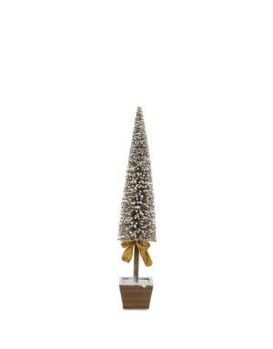 Melrose International Flocked Evergreen Tree with Gold Bow, Medium, 30 in.