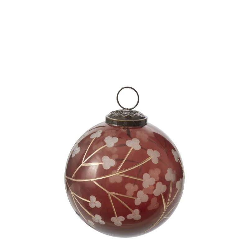 Winterbloom Etched Ornament Brown 4"