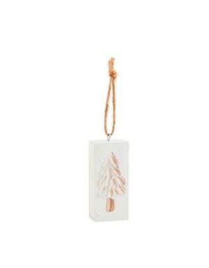 White Christmas Ornament, Tree, 4.5 x 2 in.