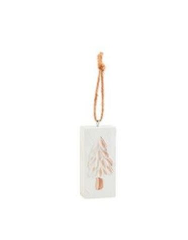 White Christmas Ornament, Tree, 4.5 x 2 in.