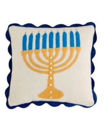 Menorah Hanukkah Pillow, 8 X 8 in.