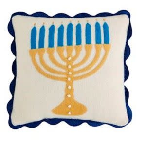 Menorah Hanukkah Pillow, 8 X 8 in.