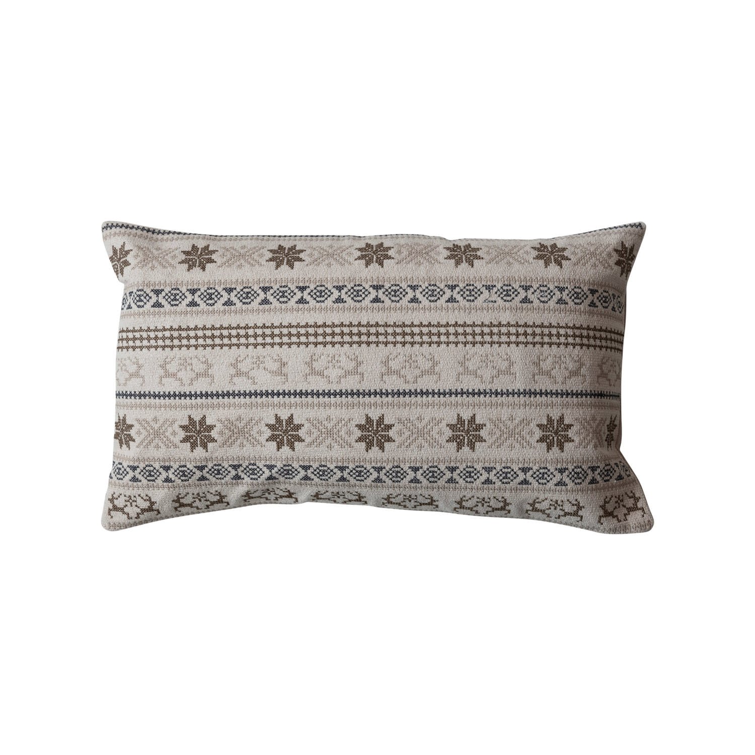 Holiday Lumbar Pillow w/ Chambray Back, 24"x14"