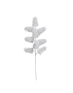 Flocked Faux Pinecone Pick, Snow Finish, 24"