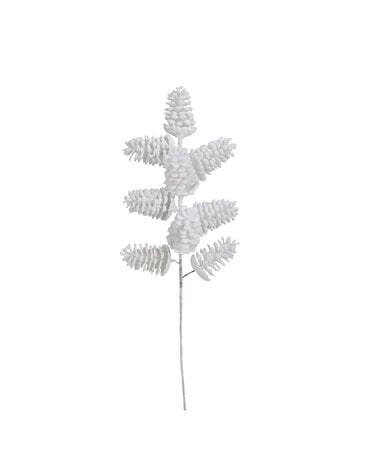 Flocked Faux Pinecone Pick, Snow Finish, 24"