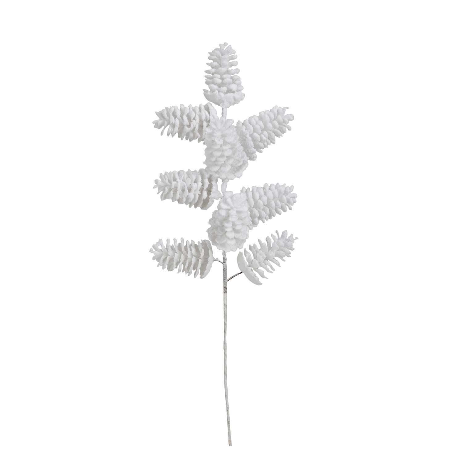 Flocked Faux Pinecone Pick, Snow Finish, 24"
