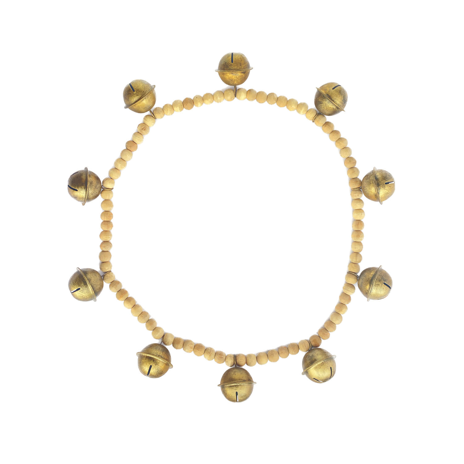 Wood Bead & Metal Bell Garland, 33"