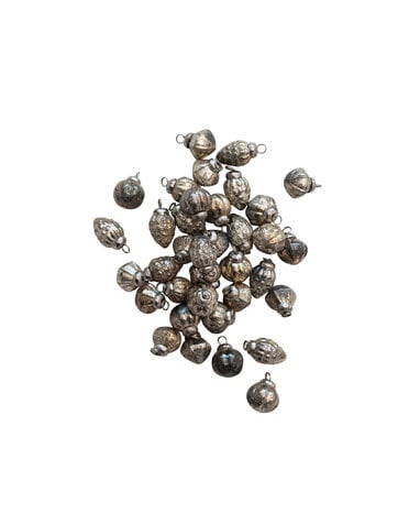 Embossed Mercury Glass Ornaments in Muslin Bag, 1"