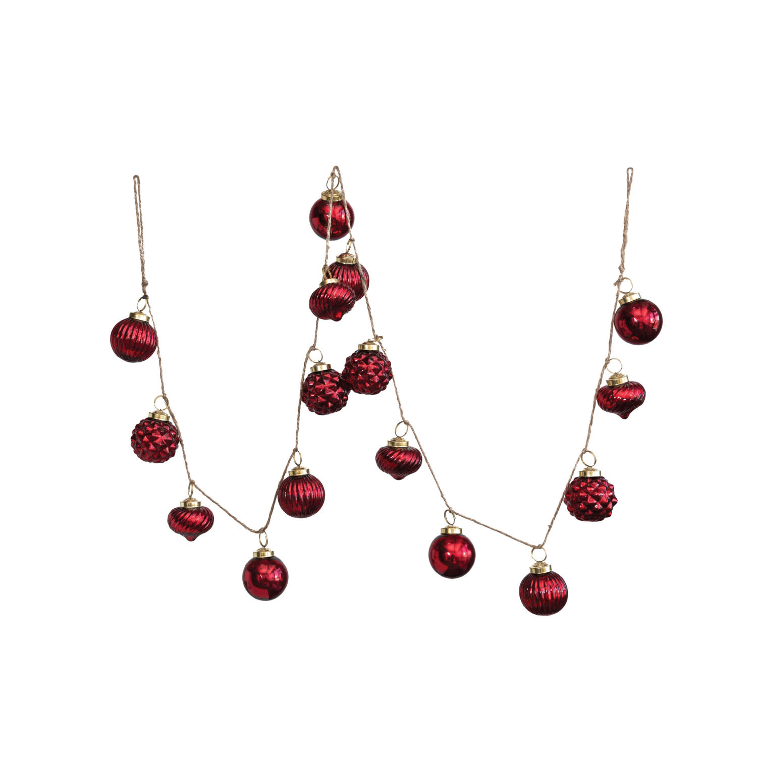 Embossed Mercury Glass Ornament Garland on Jute Cord, 72"