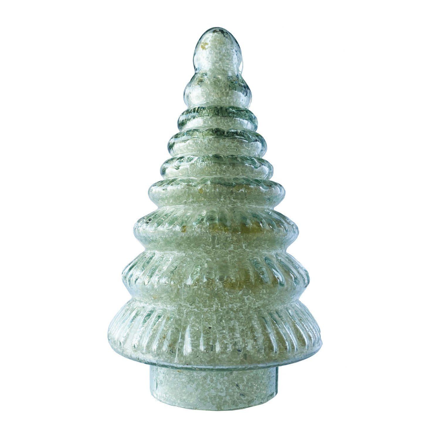 Recycled Glass Tree w/ White Seed Beaded Interior, 8"