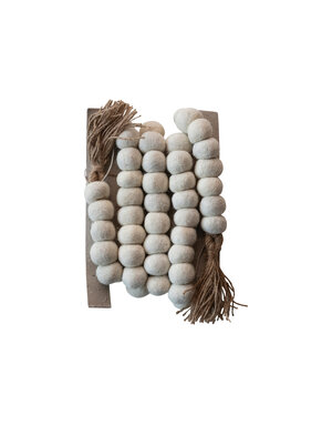 Handmade Wool Felt Ball Garland w/ Jute Tassels, 72"