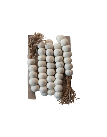 Handmade Wool Felt Ball Garland w/ Jute Tassels, 72"