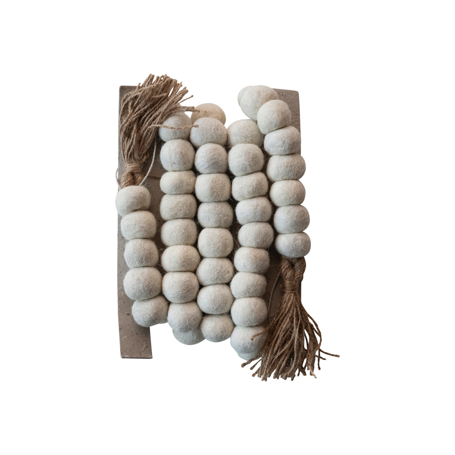 Handmade Wool Felt Ball Garland w/ Jute Tassels, 72"