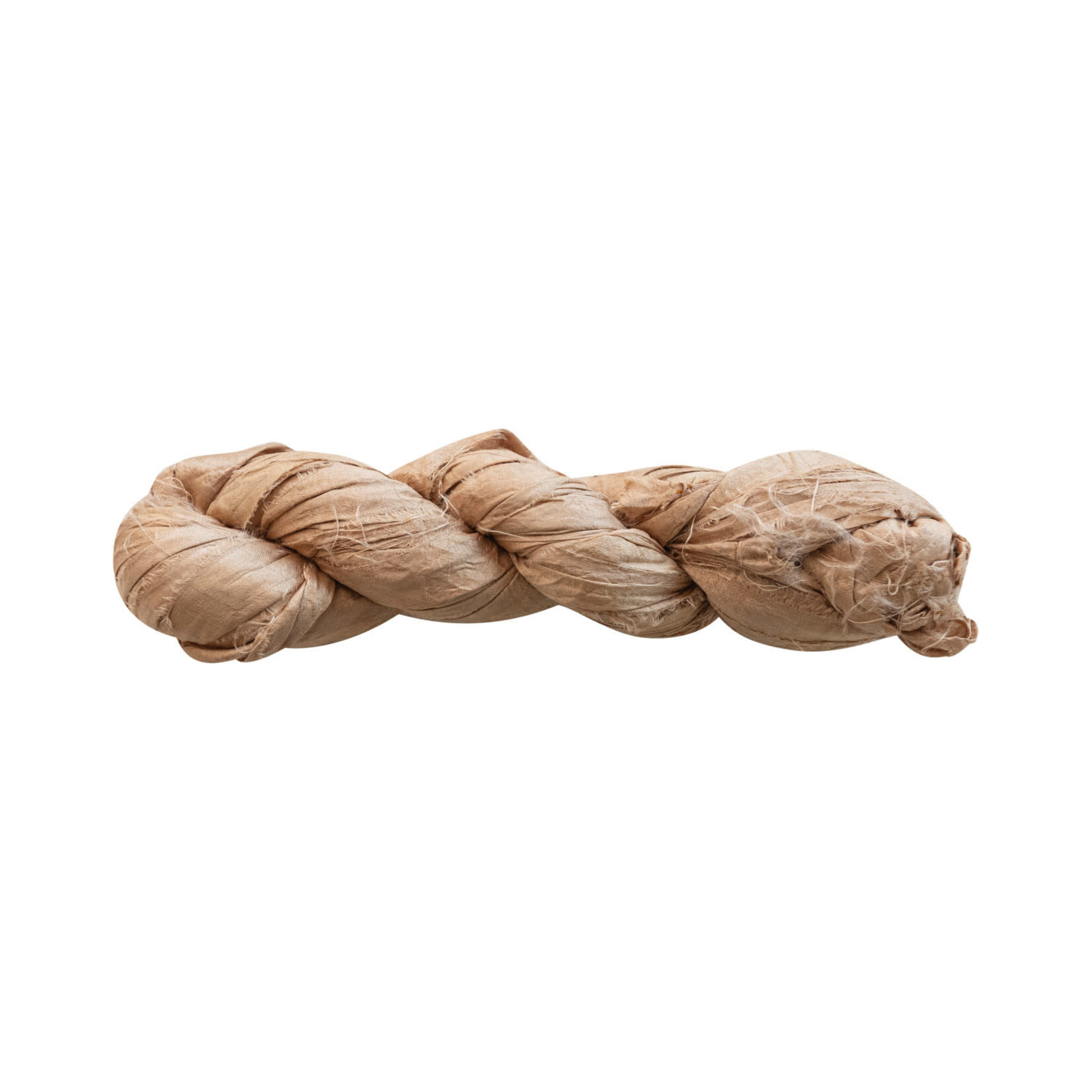 Recycled Torn Silk Ribbon, Champagne, 70-75 yd