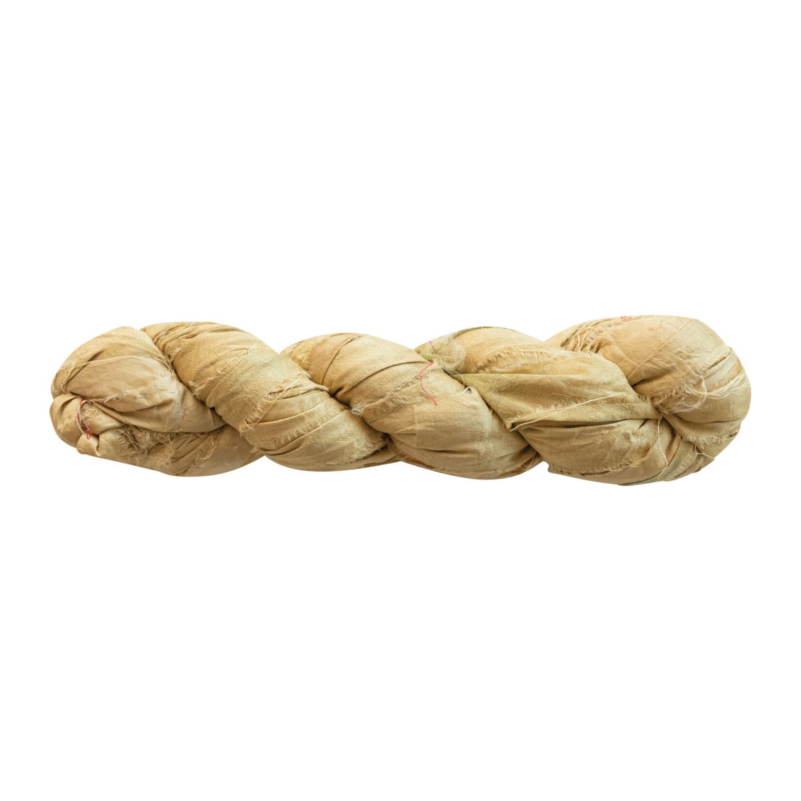 Recycled Torn Silk Ribbon, Khaki, 70-75 yd