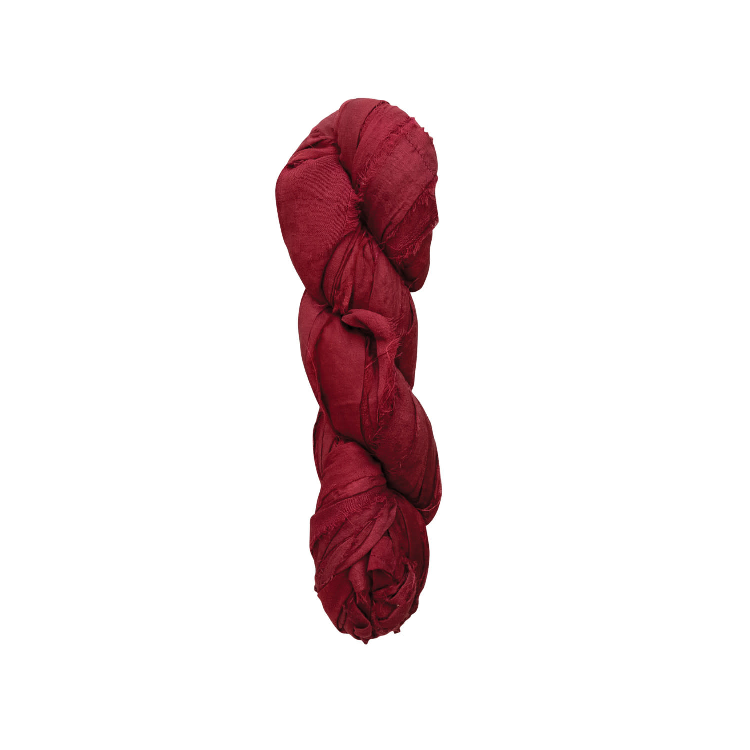 Recycled Torn Silk Ribbon, Burgundy, 70-75 yd