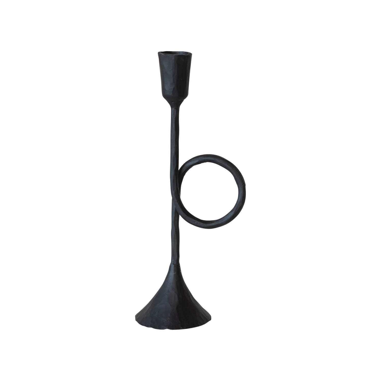 Hand-Forged Iron Taper Holder w/ Handle, 10"